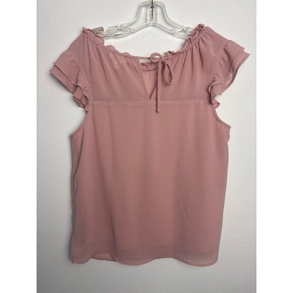 Vintage Pink Ruffled Cap Sleeve Blouse Womens Top Lined Adj Whimsy Fairy Cottag - Picture 3 of 10